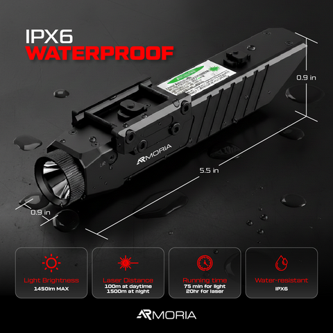 2 Eye Razorlight ARMORIA 3-IN-1 Razor Flashlight 1.4K LM | Green Laser – Armoria Corp